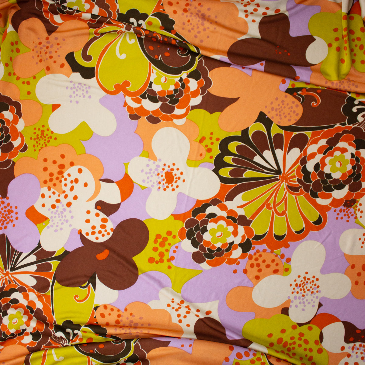 Deadstock Silk Jersey - Retro Florals – Wyldwood Creative