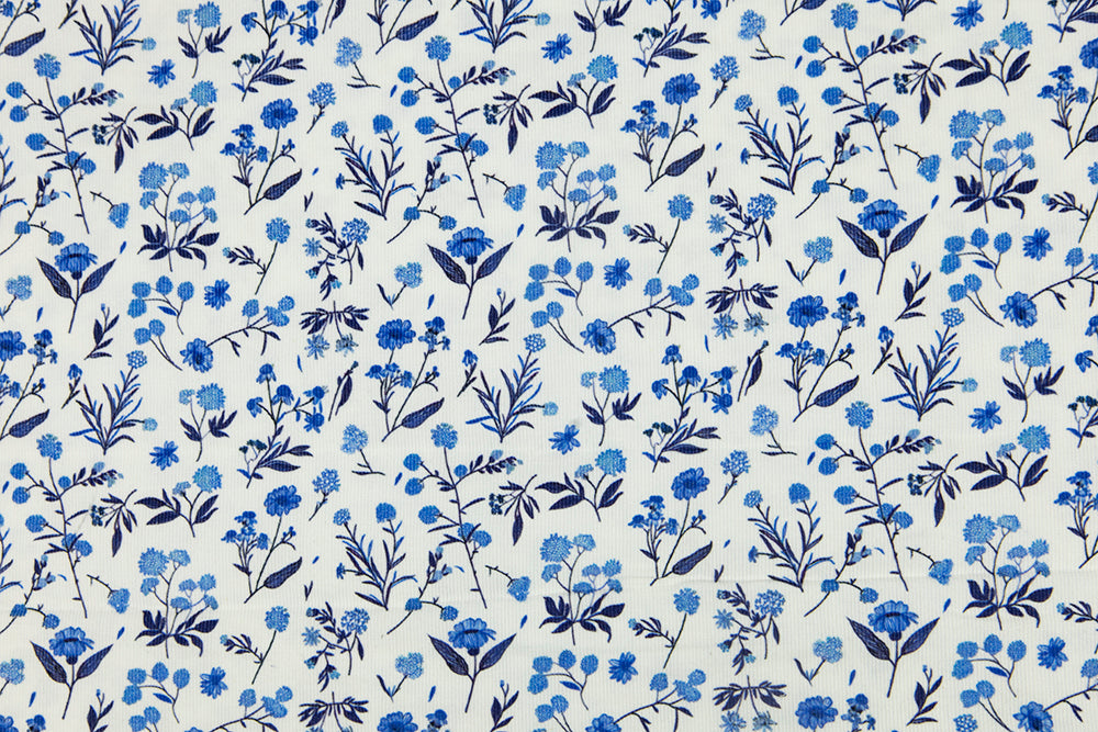 Cotton Corduroy - Flower Blue
