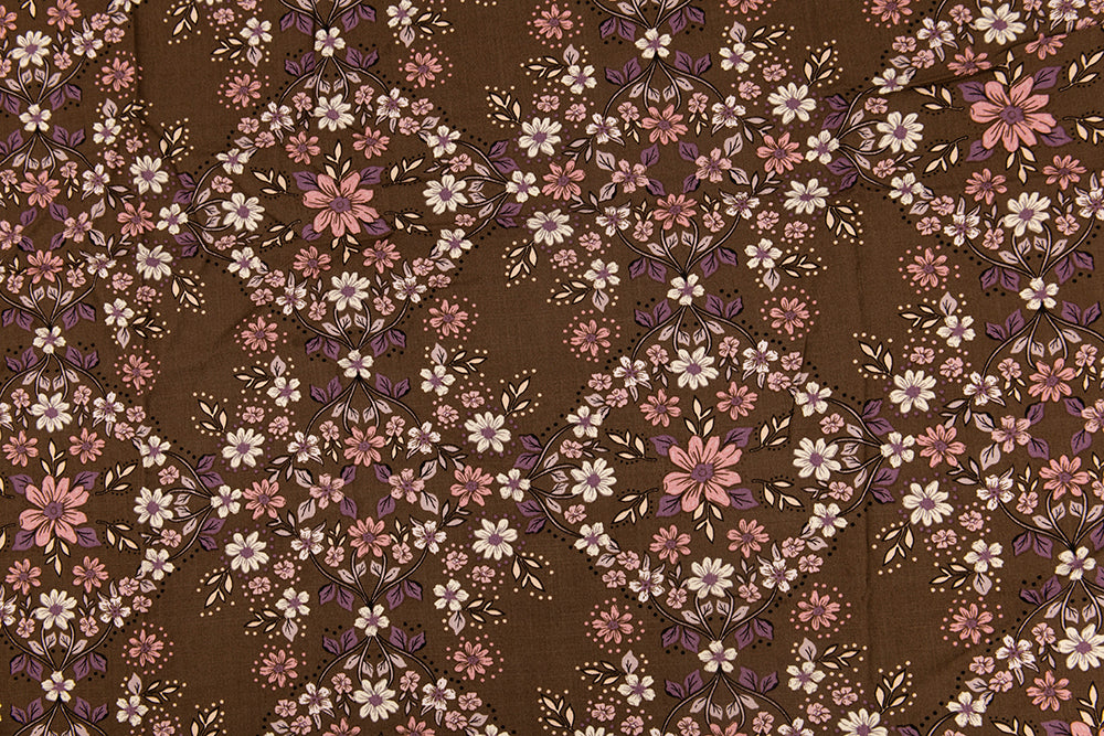 Linen Cotton - Mocha Wildflower