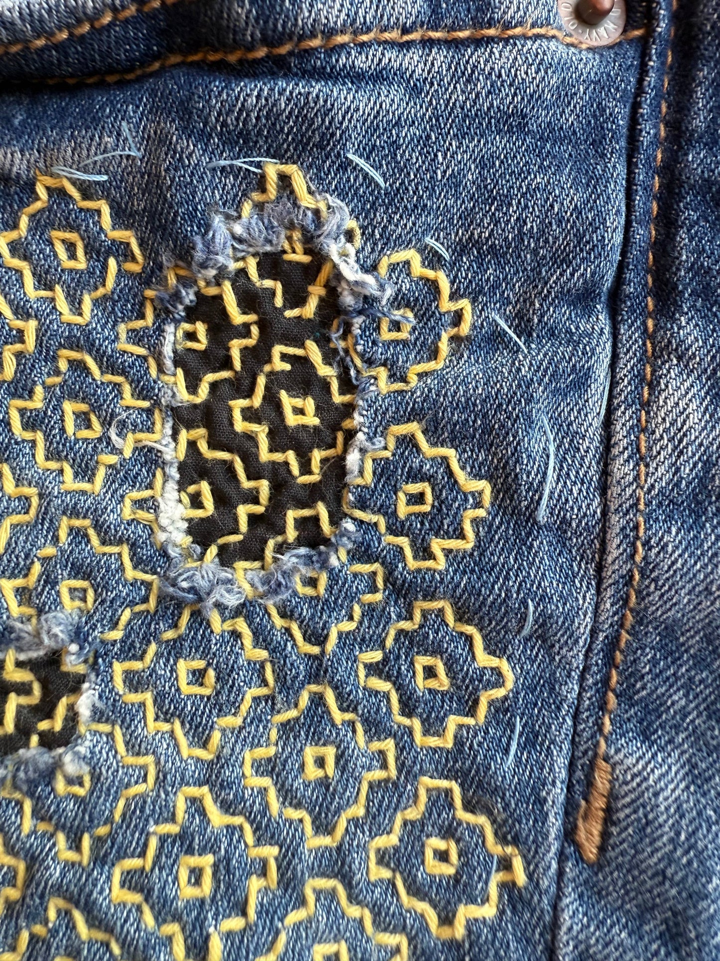 Persimmon Flowers - Visible Mending Transfer