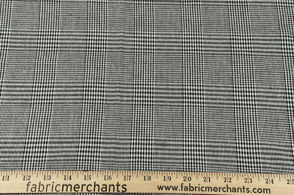 Italian Linen Cotton - Overcheck Black