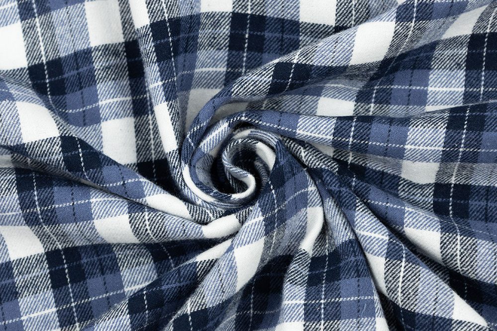 Brushed Flannel - Plaid Tartan Navy White