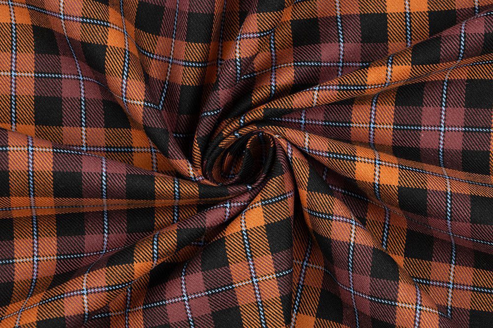 Brushed Flannel - Plaid Tartan Rust Black Burgundy