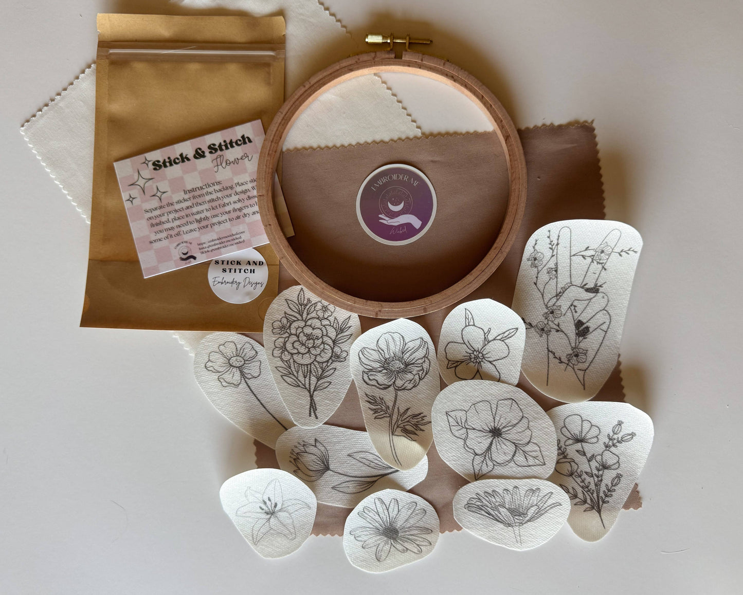 Flower Stick & Stitch Embroidery pack