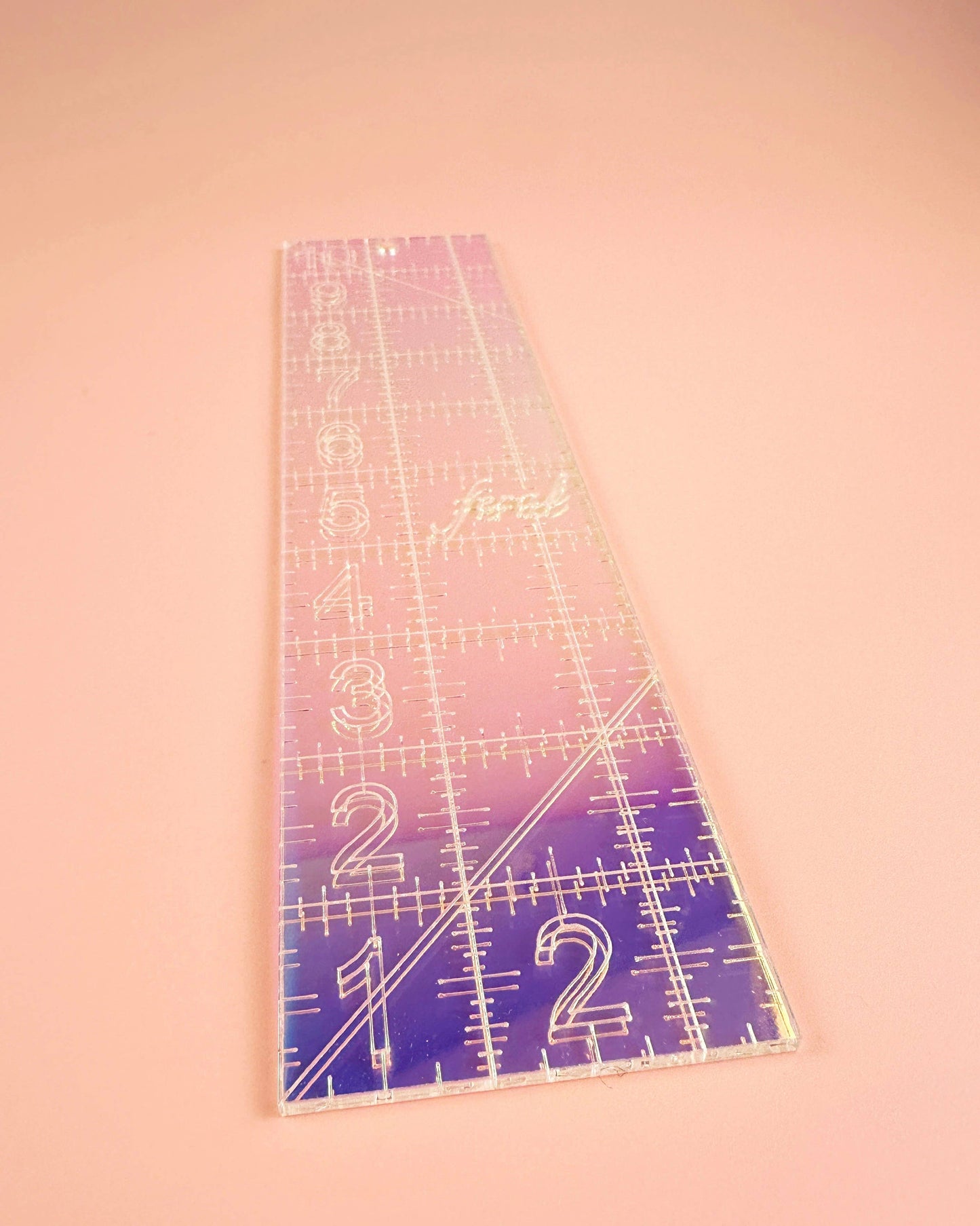 2.5” X 10” iridescent quilting ruler