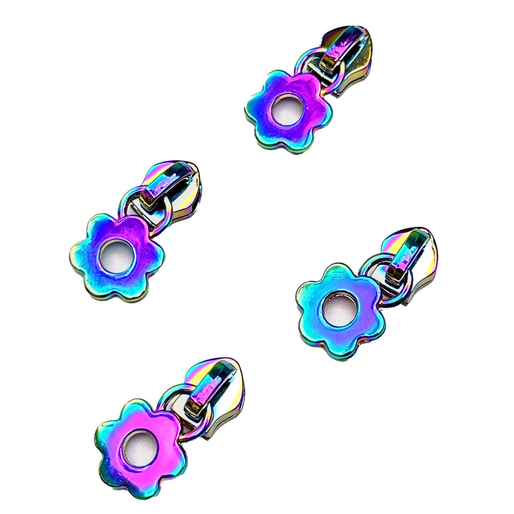 Iridescent Flower Zipper Pulls