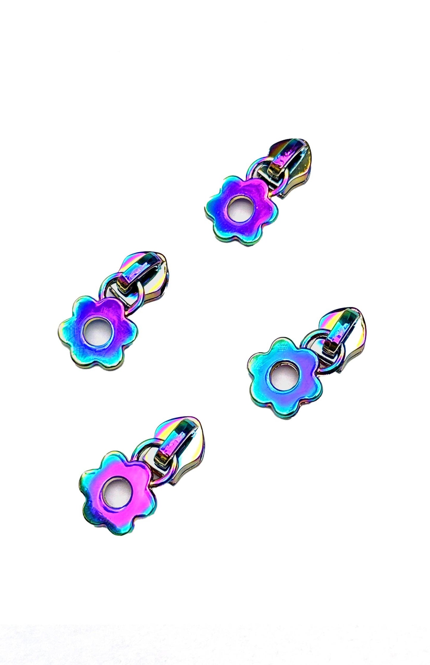 Iridescent Flower Zipper Pulls