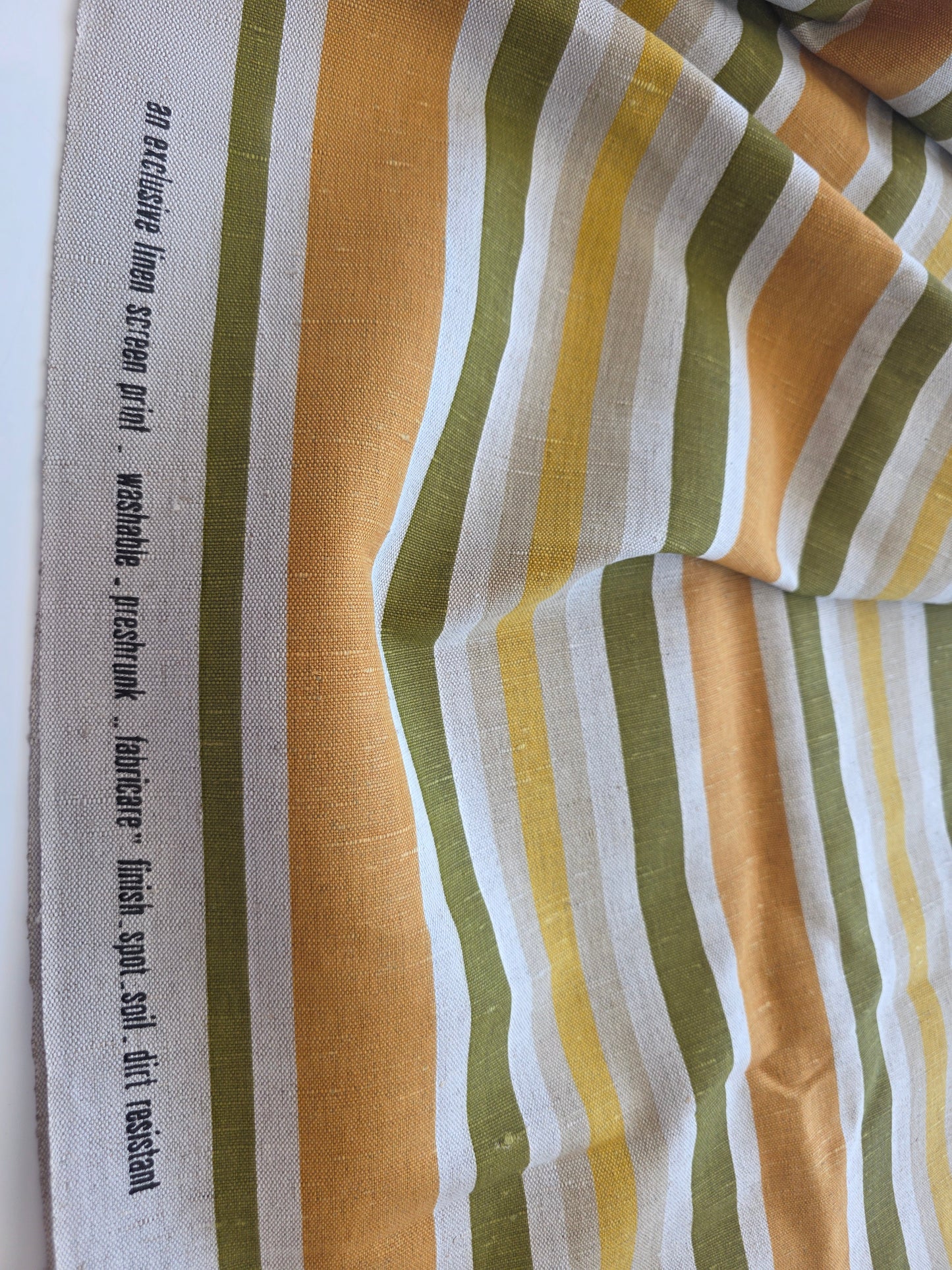 ReStash: 3yd Linen Striped Screen Print Outdoor Fabric