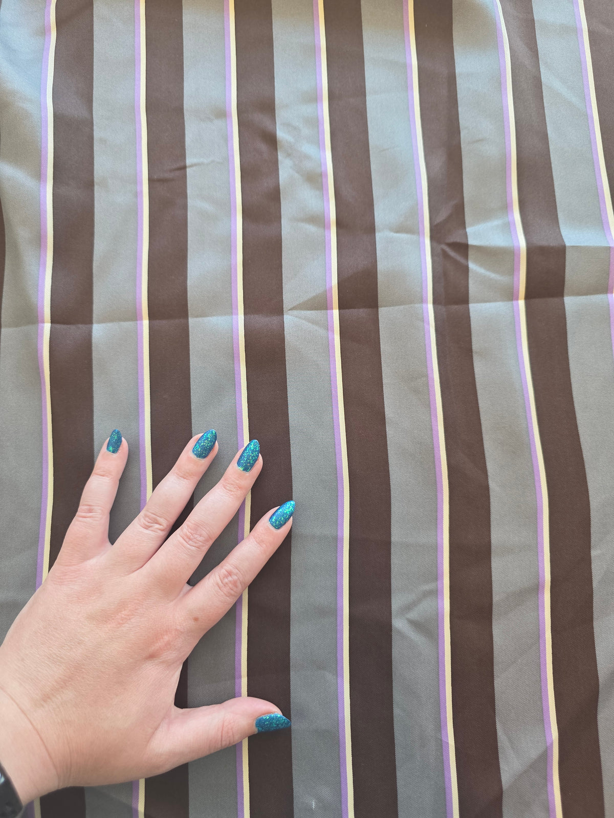 ReStash: 5yd Silk Twill - Grey, Brown Stripes