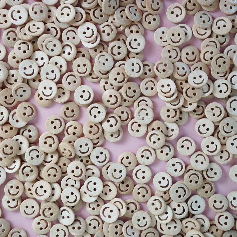 Smiley Face 1/2" Wood Buttons (set of 12)