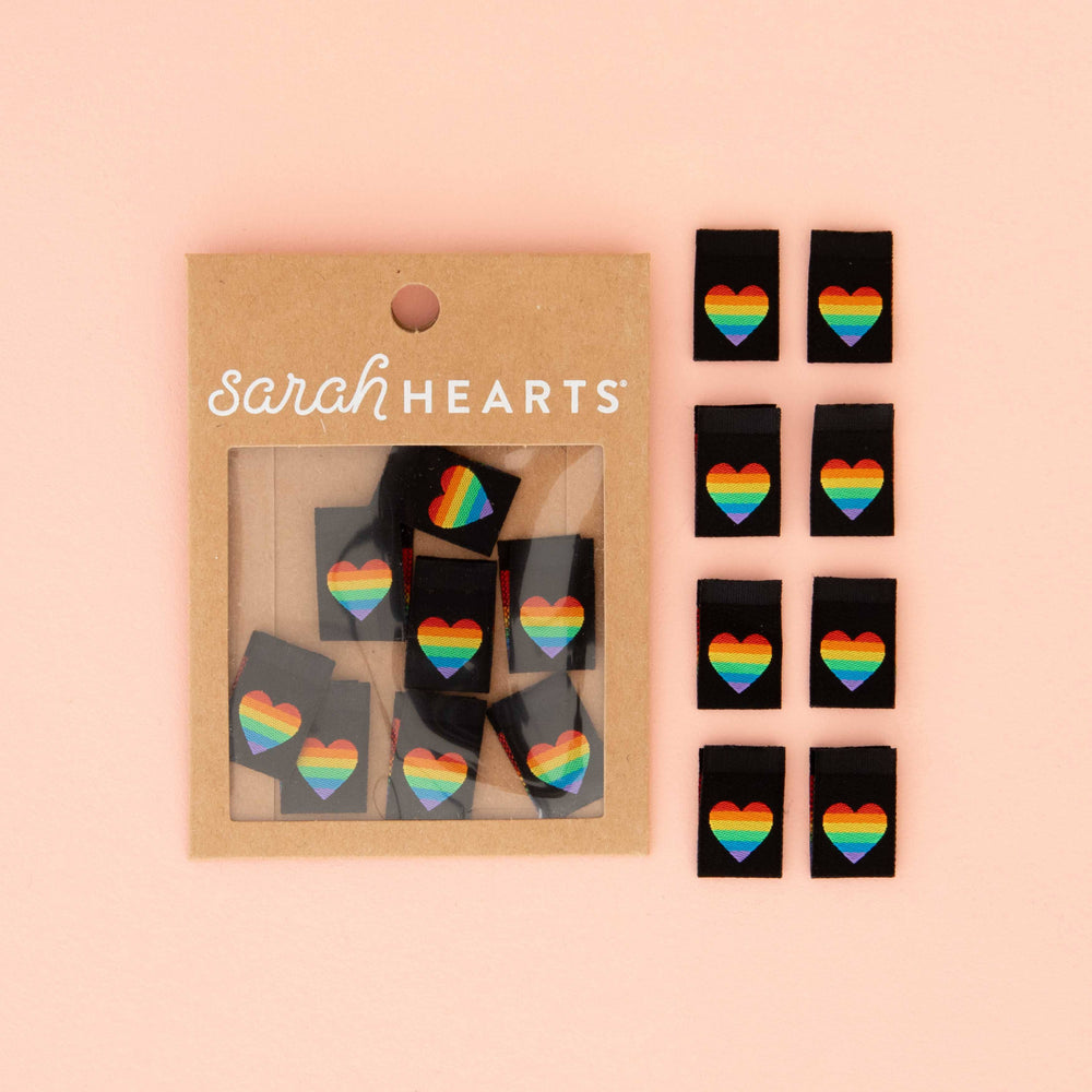 Pride Rainbow Heart Woven Sewing Quilt and Garment Labels