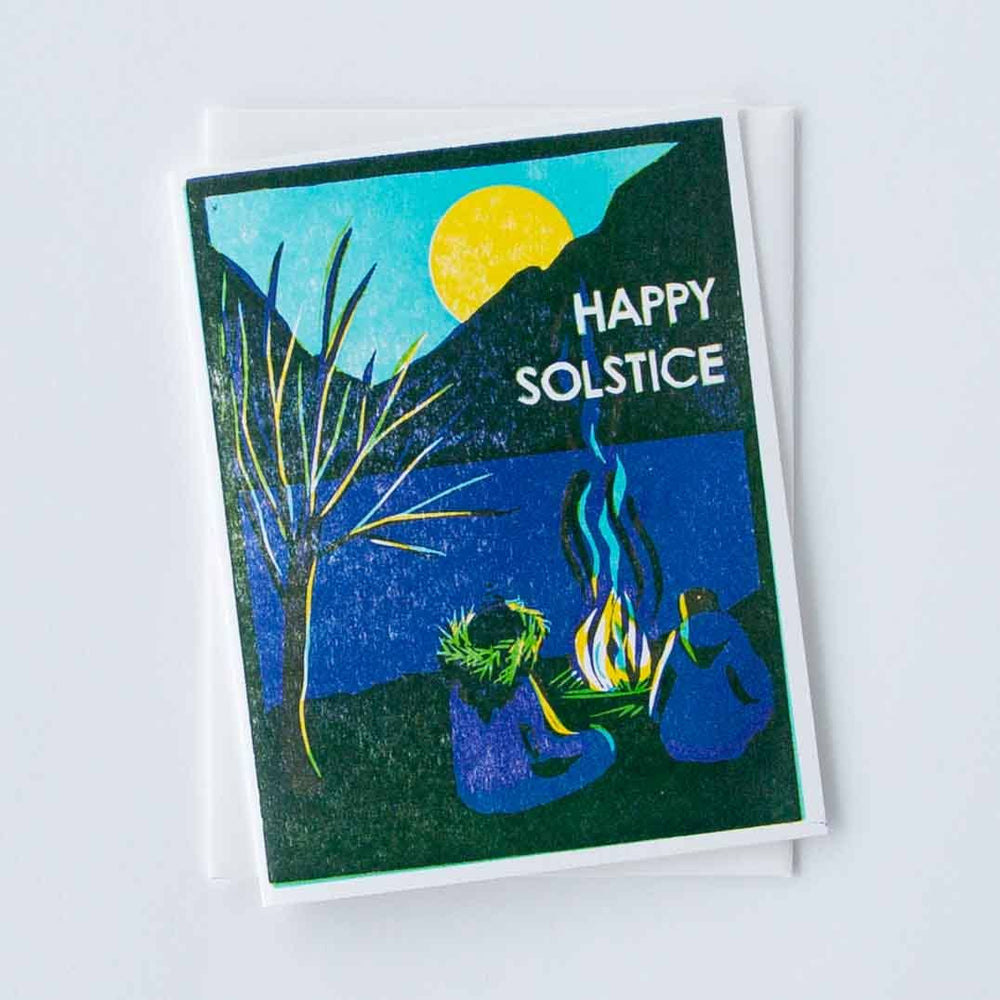 Happy Solstice Fireside Letterpress Card