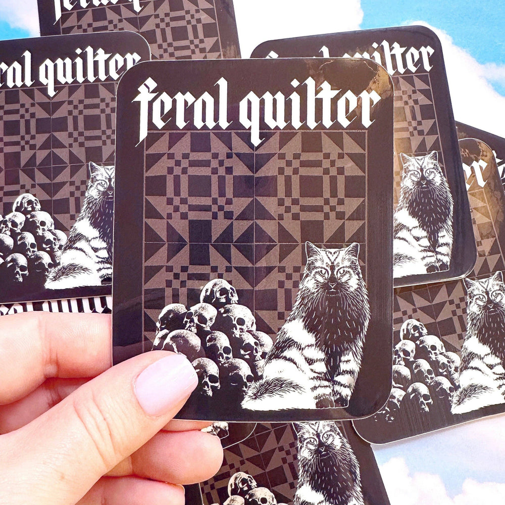 Feral quilter cat sticker