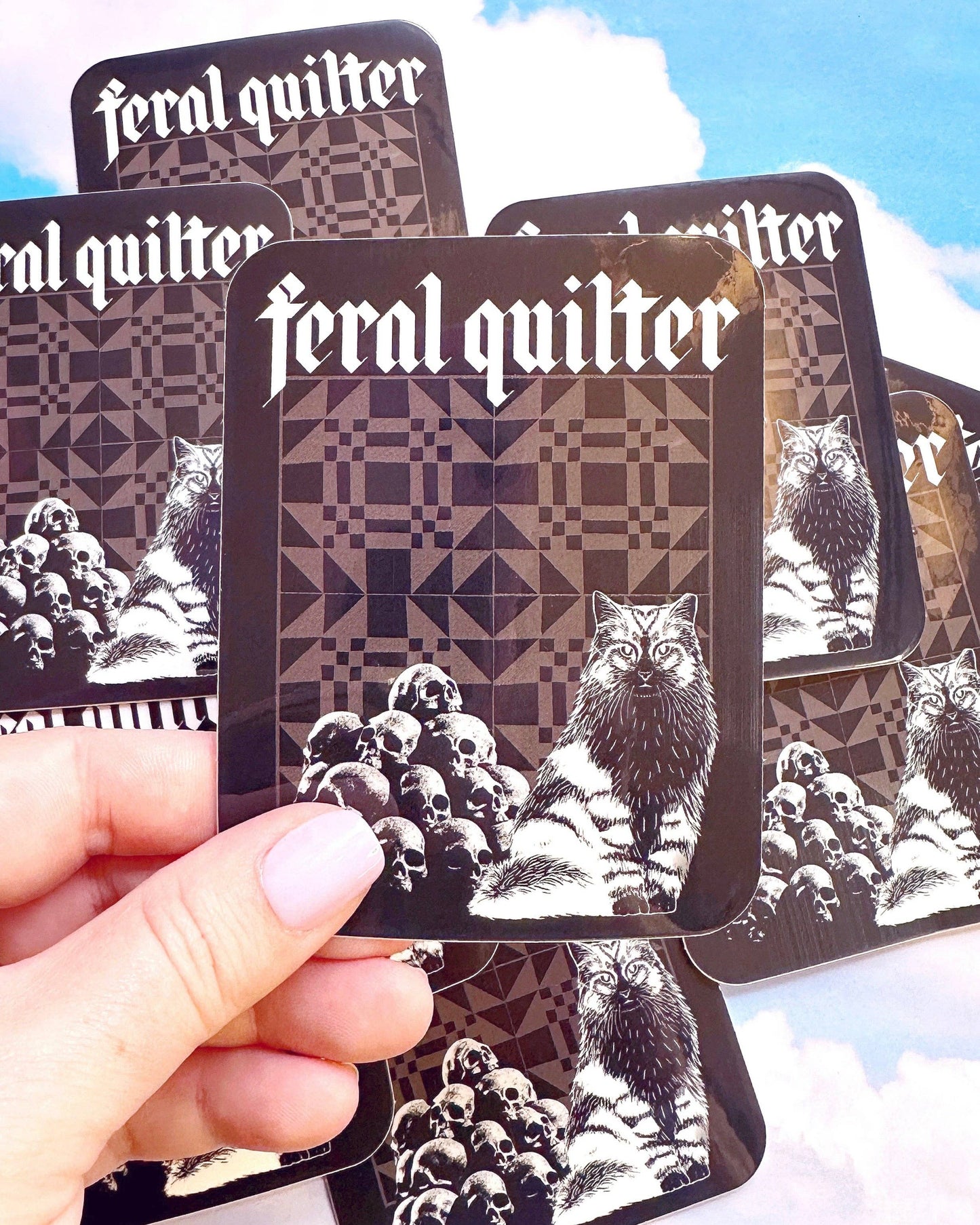 Feral quilter cat sticker