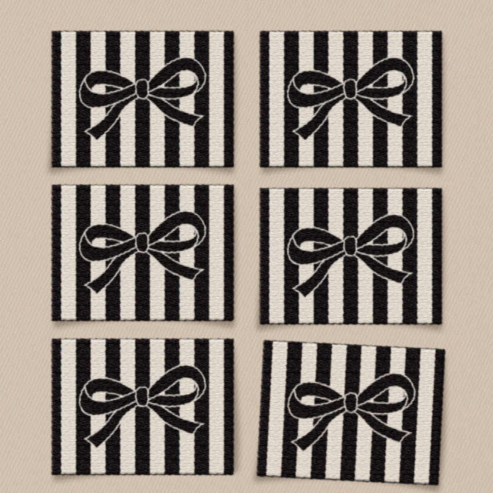 Black Bow Large Garment Labels (6 pack)