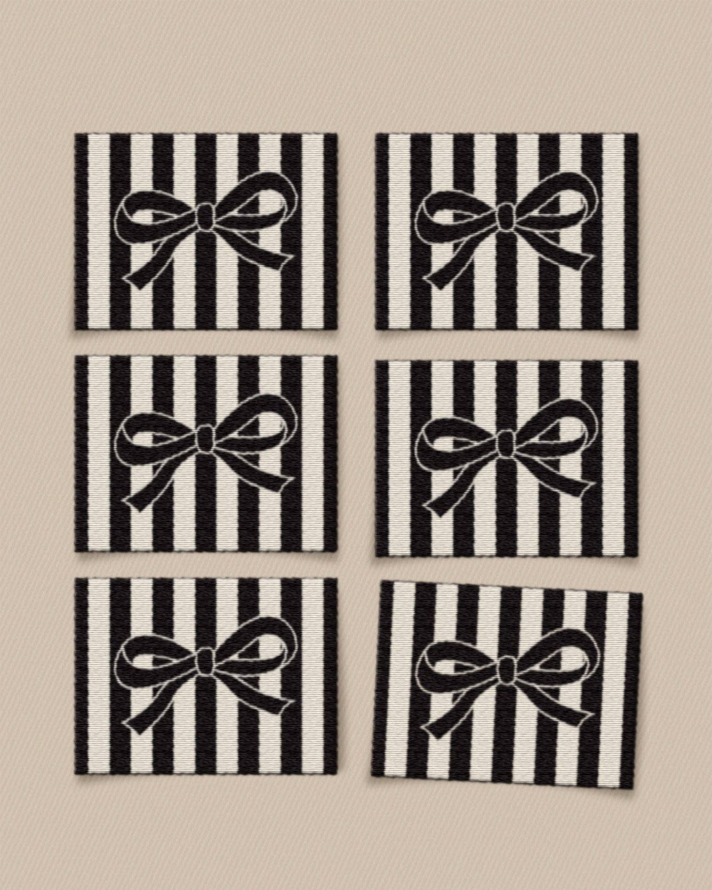 Black Bow Large Garment Labels (6 pack)