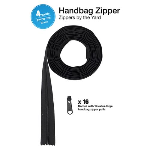 4yd Zipper Tape -  Black - 16 Pulls