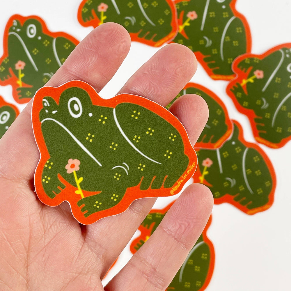 Frowny Frog Vinyl Sticker