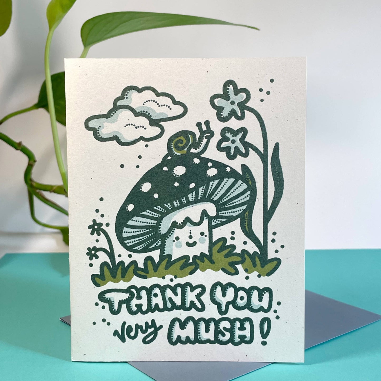 Thank You Very Mush Mushroom and Snail Card