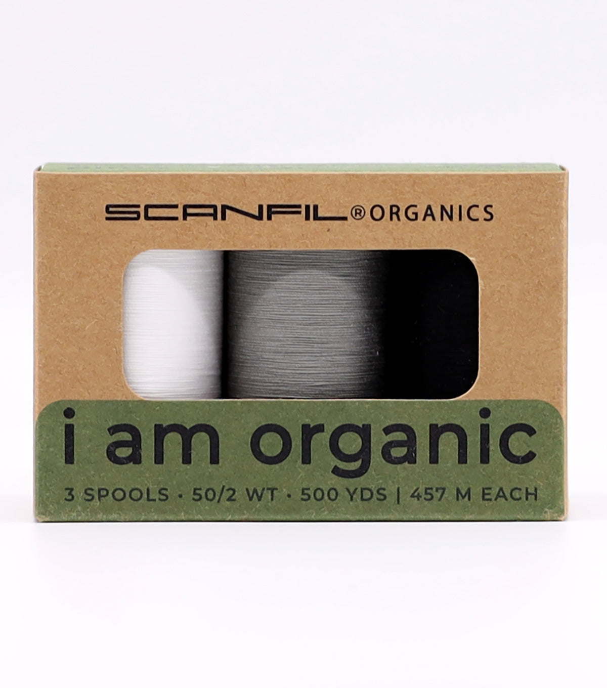 Scanfil Organic Cotton - ACHROMATICS 3 Spool Set - 50wt Thread 500yds
