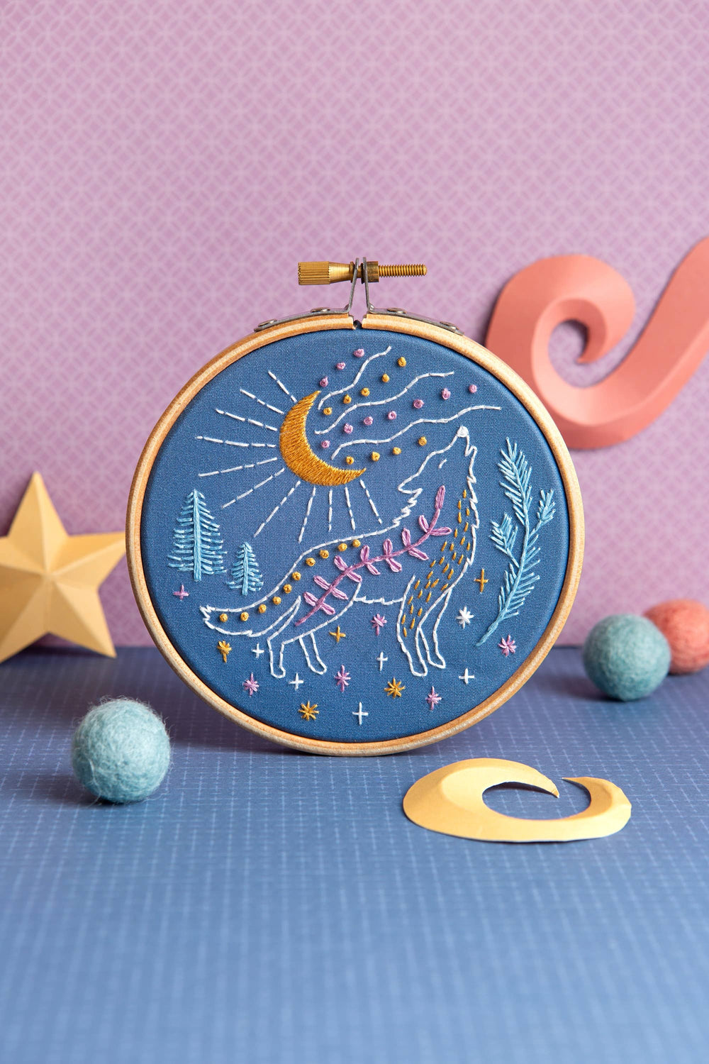 Celestial Wolf Mini Embroidery Kit