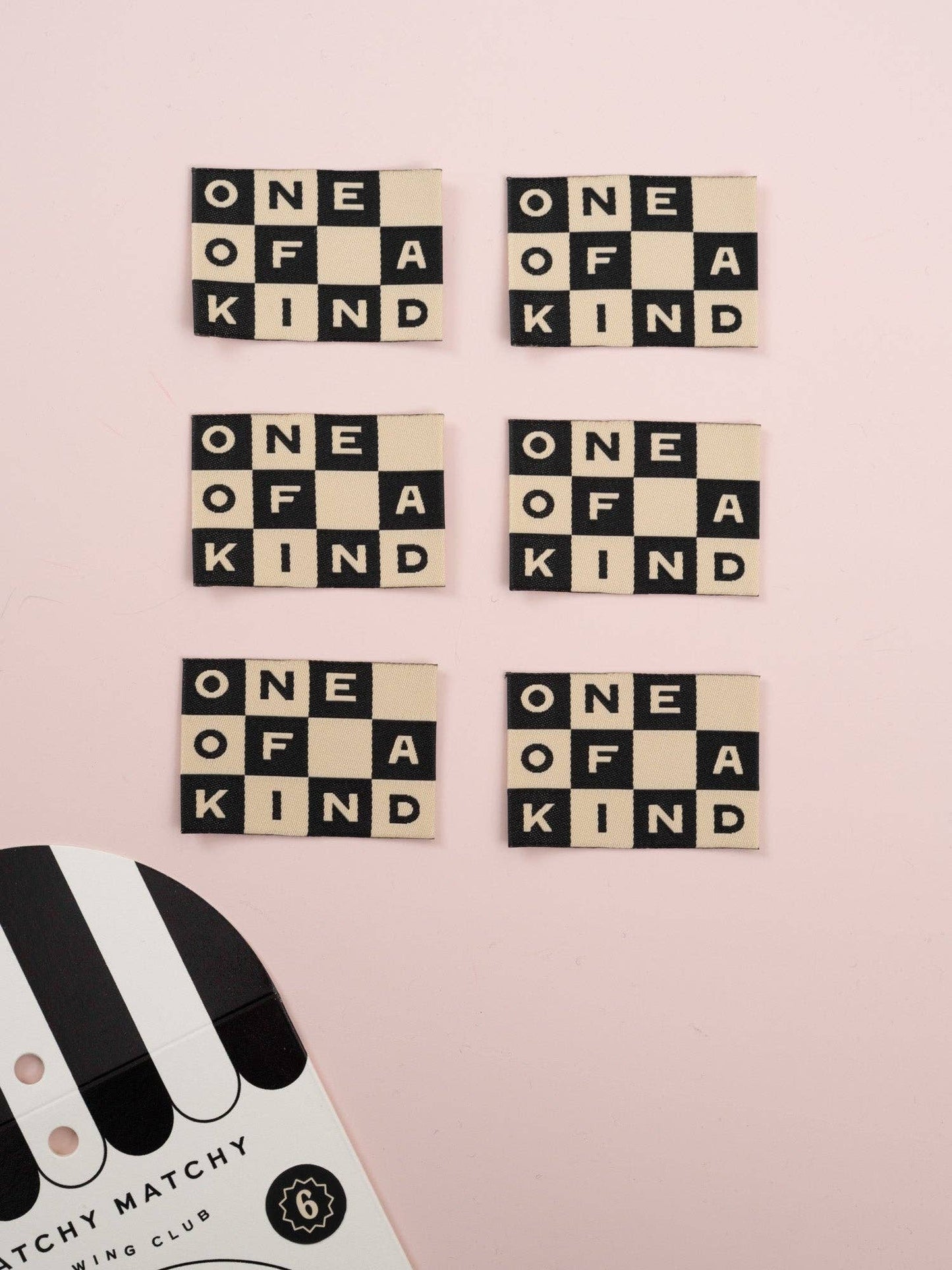 One of a Kind Checkerboard Large Sewing Labels (6 pack)