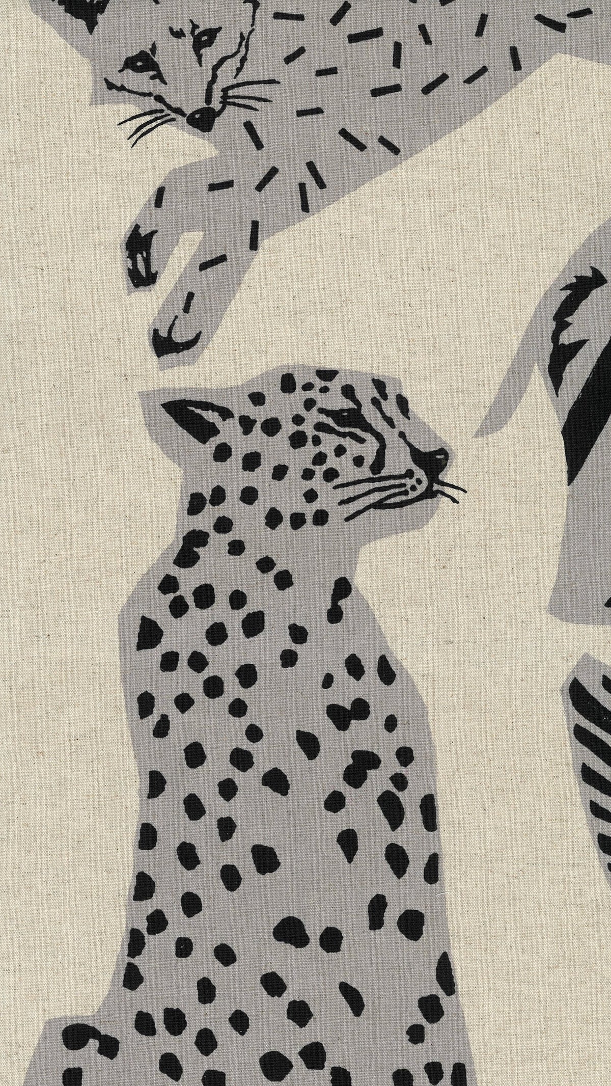 Echino Framework Cotton Linen Canvas - Big Animals Natural