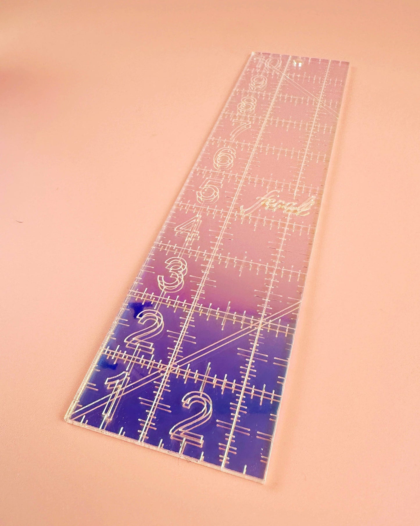 2.5” X 10” iridescent quilting ruler