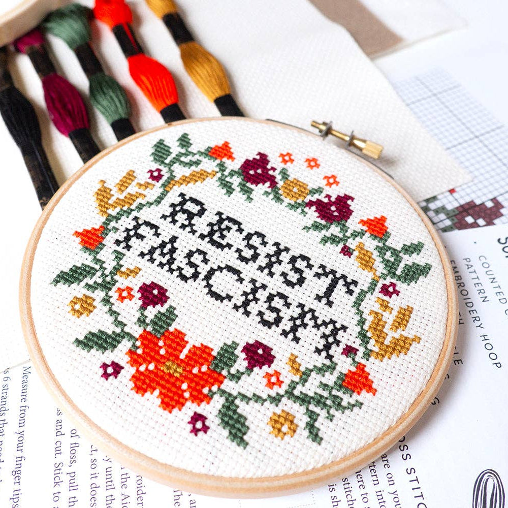 Resist Fascism Cross Stitch Kit