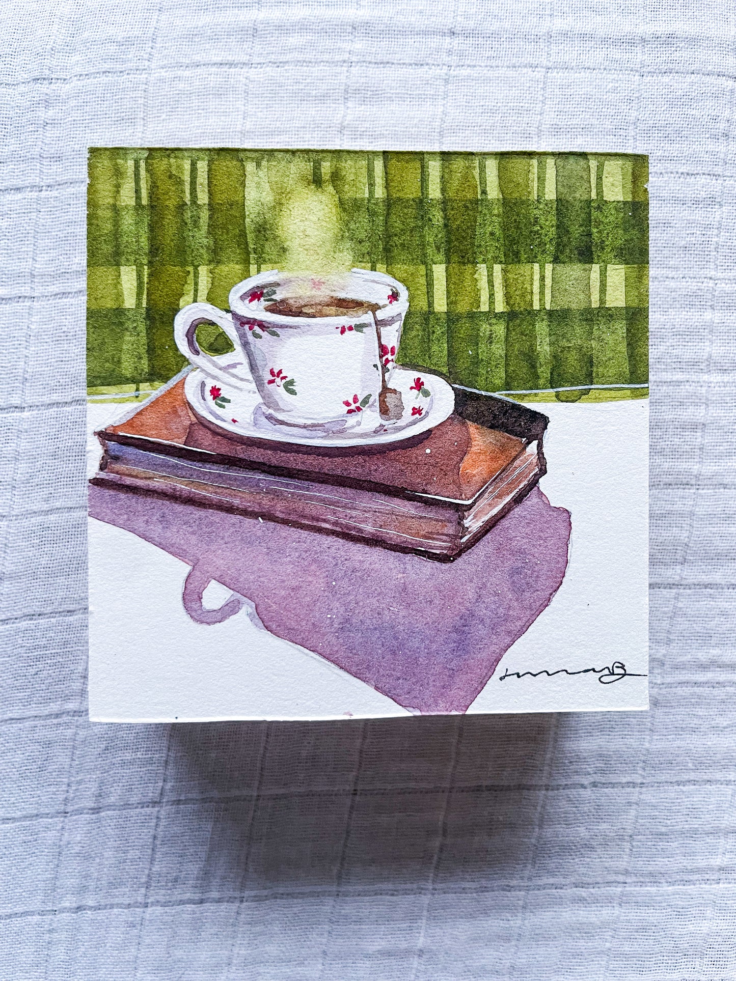 Watercolor - Cozy Tea Cup and Books