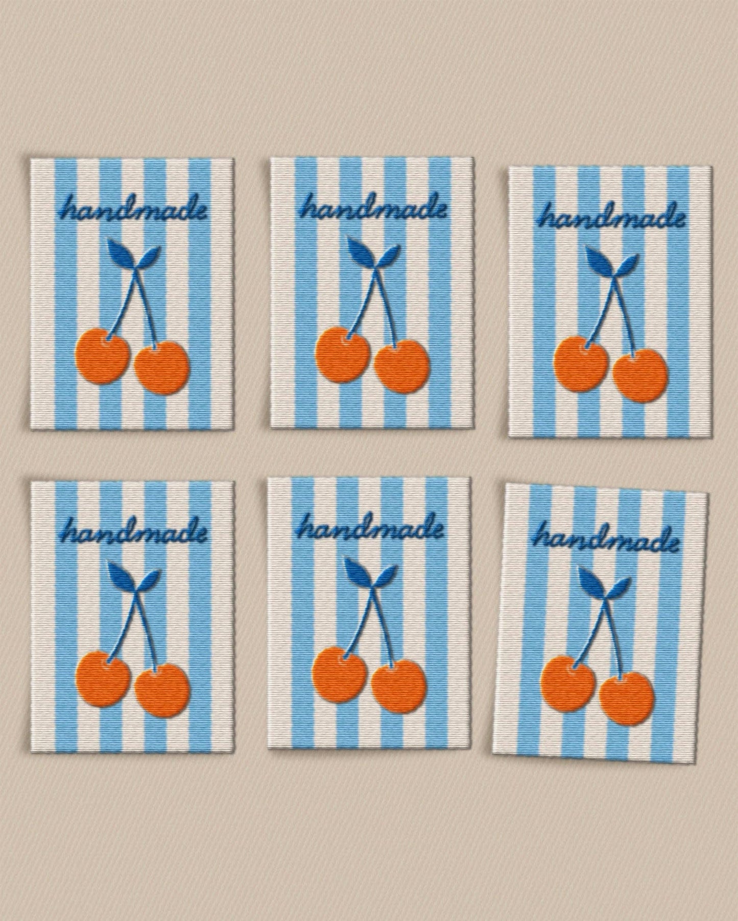 Handmade Cherry Large Garment Labels (6 pack)