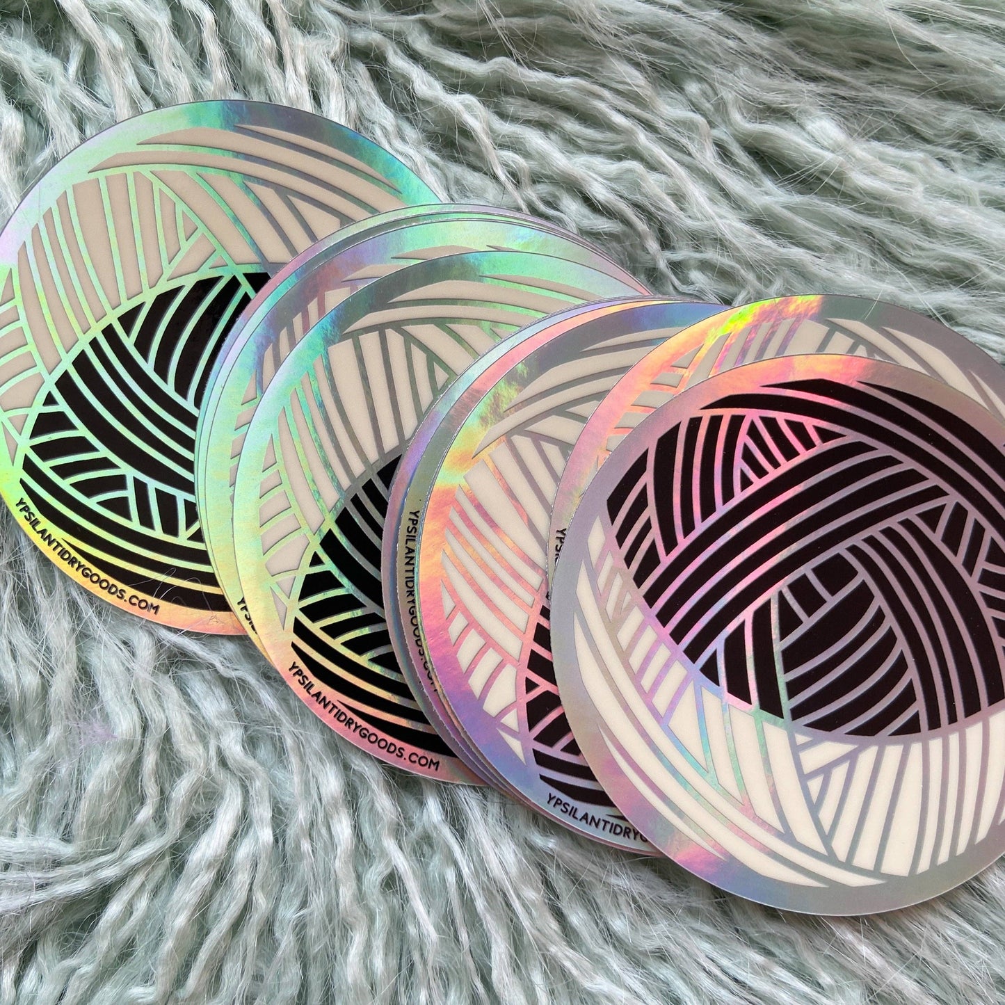 Knitting Moon Holographic Sticker