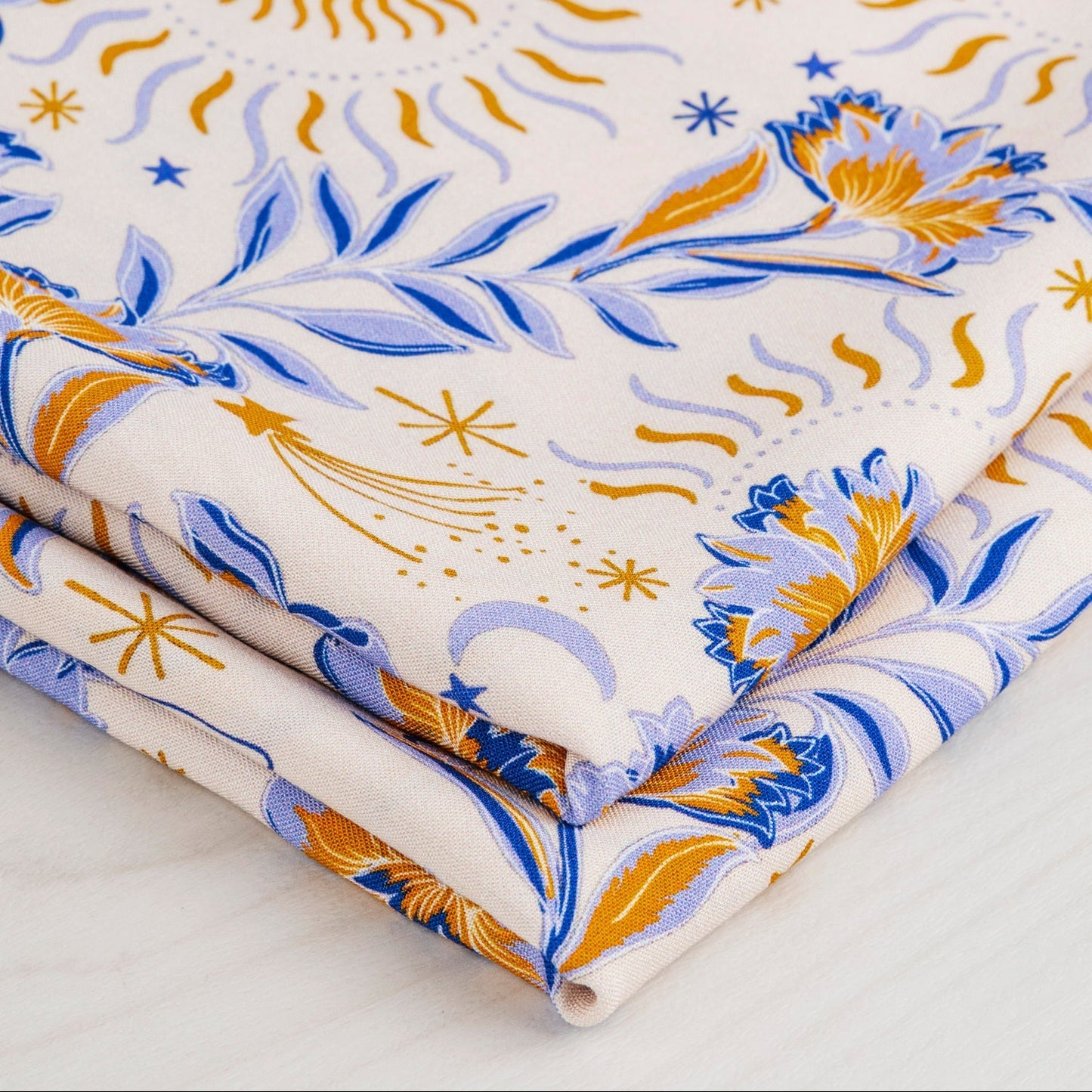 Ecovero Viscose - Amulet - Cream/Periwinkle/Ochre