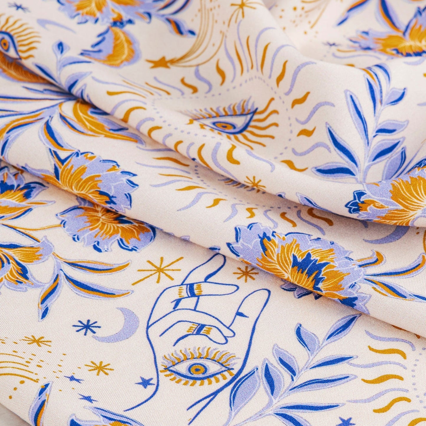 Ecovero Viscose - Amulet - Cream/Periwinkle/Ochre