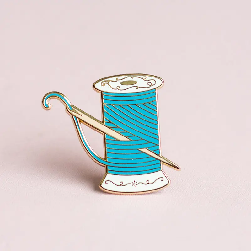 Needle and Thread Enamel Pin - Blue