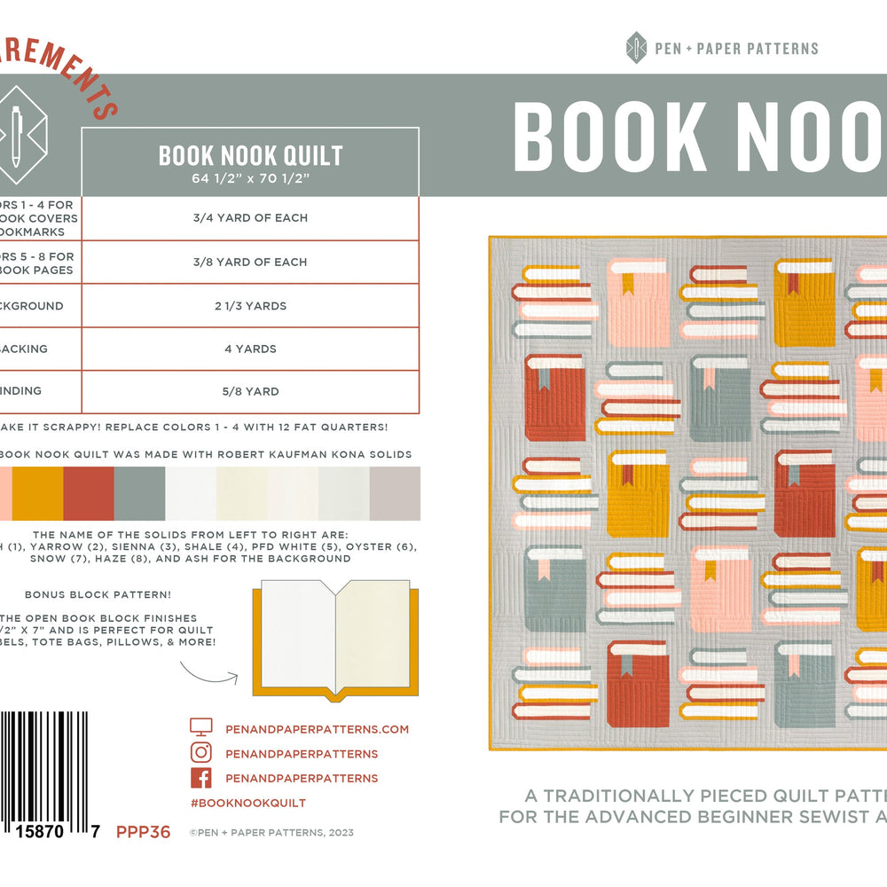 Book Nook Quilt Printed Pattern