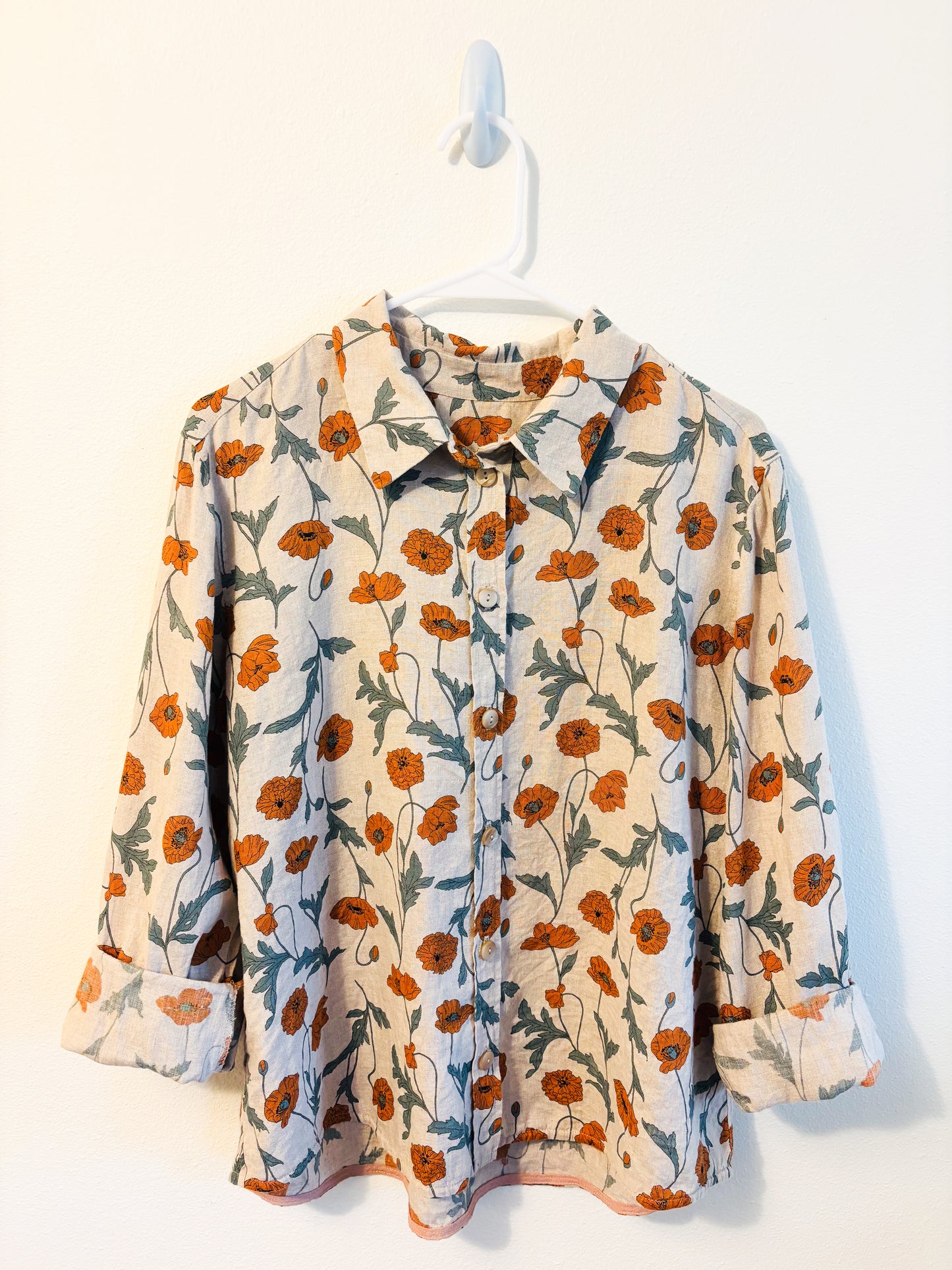 Cameron button up pattern from helens closet with the sleves rolled