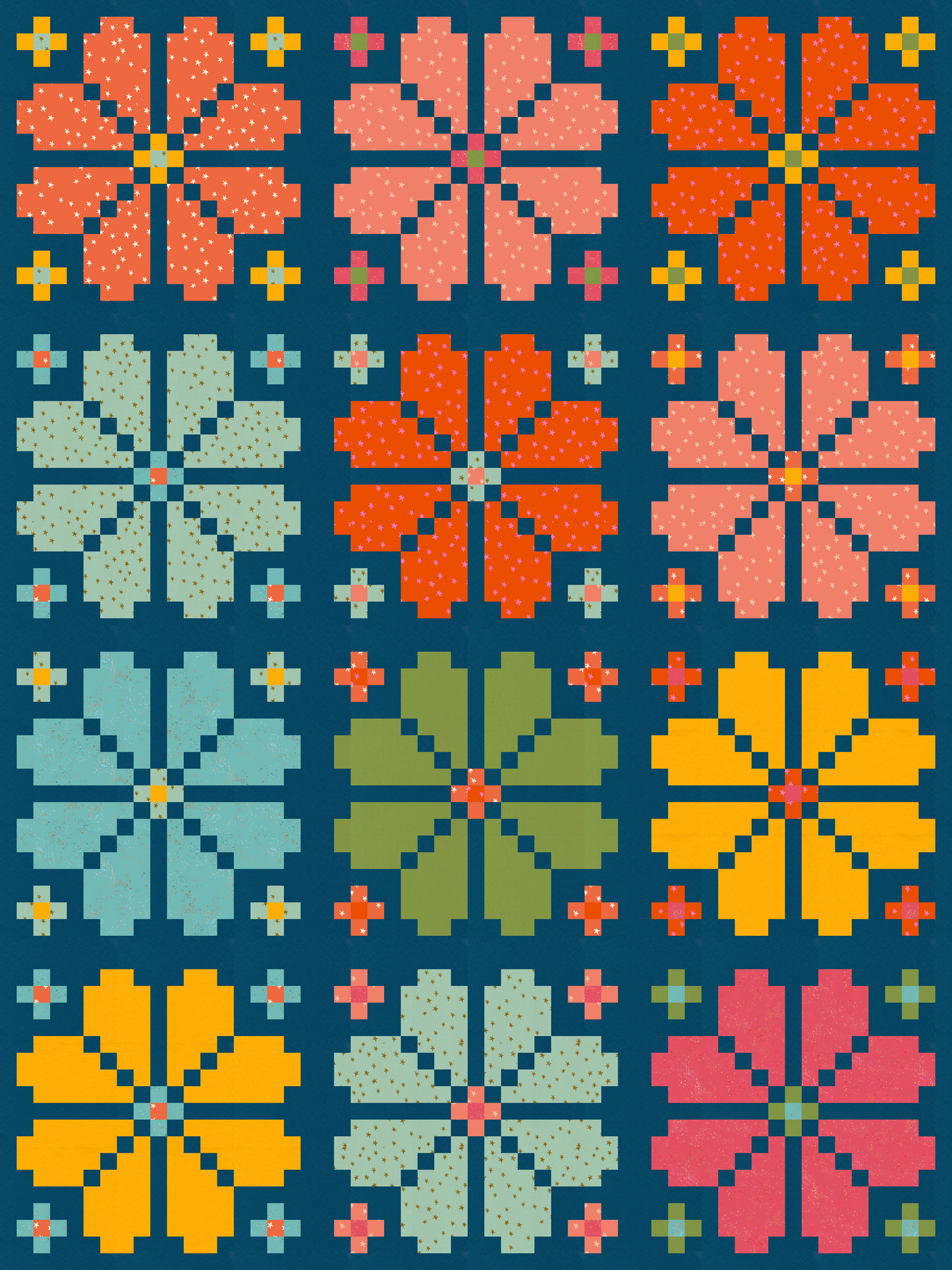 Knitted Blooms Quilt Kit - CuddleFish