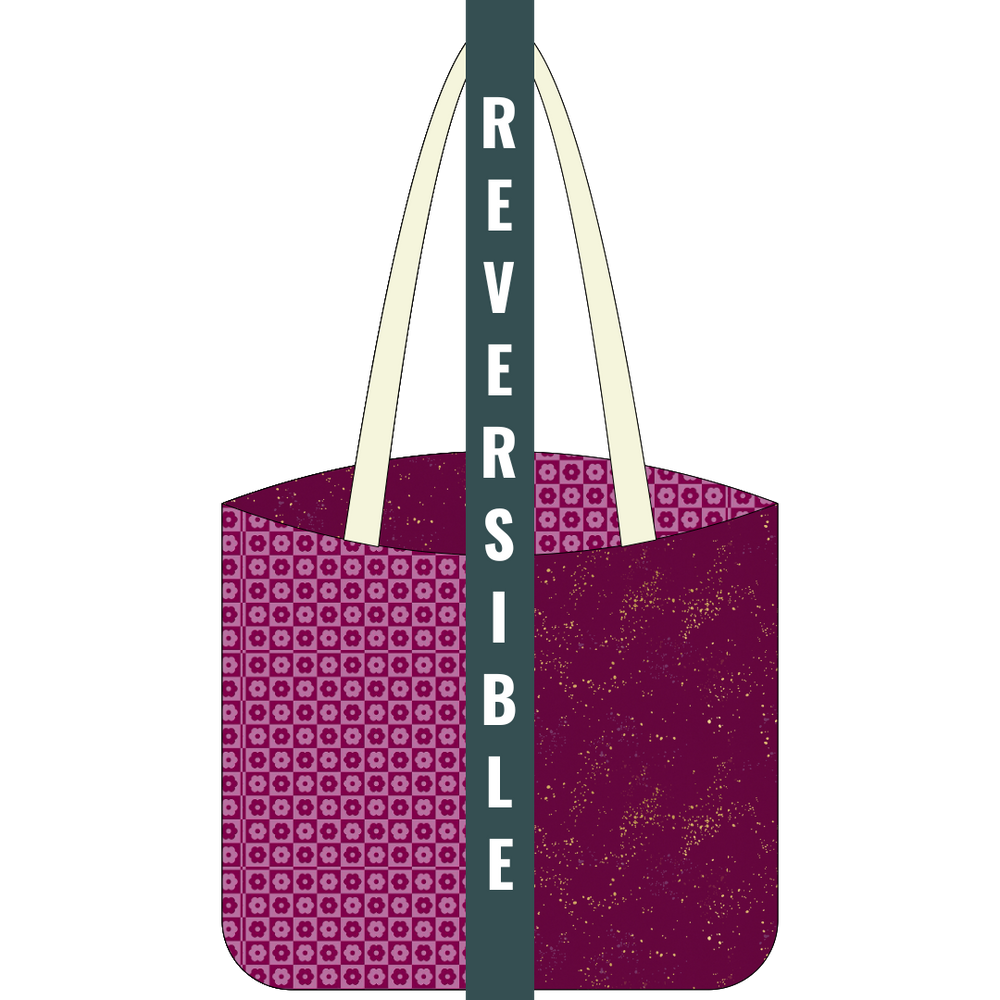 DIY Tote Kit - All Cotton - Birdie - Checkered Boom Cherry and Speckled Purple Velvet