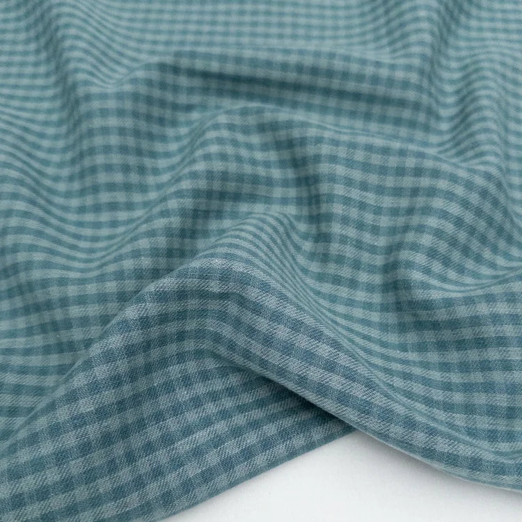 Eden Check Linen - Vintage Blue