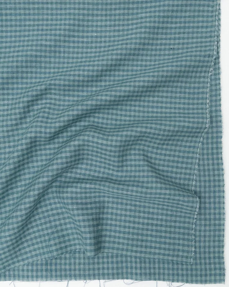 Eden Check Linen - Vintage Blue