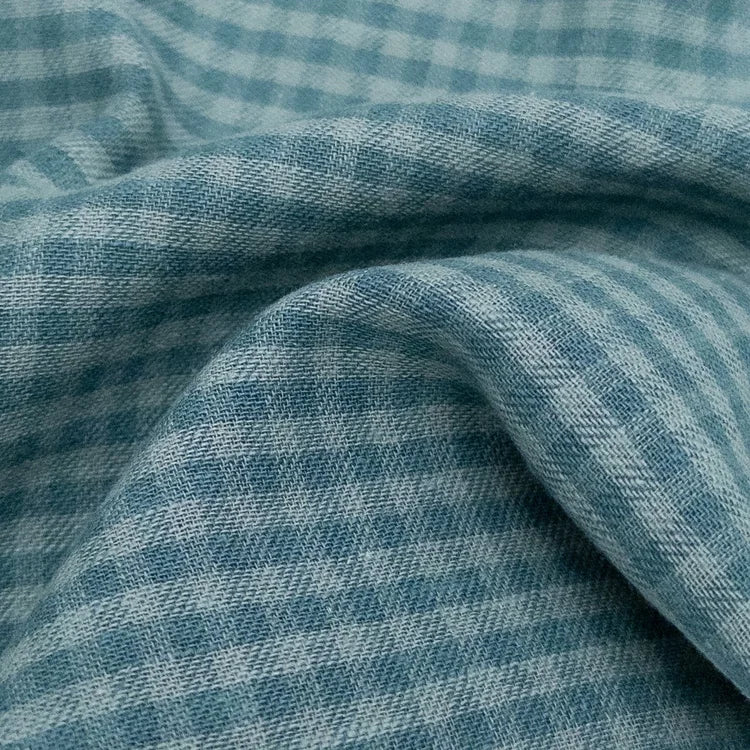 Eden Check Linen - Vintage Blue