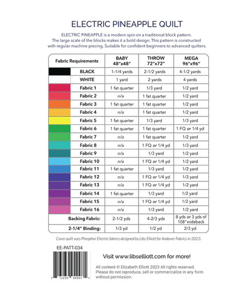 
                      
                        Electric Pineapple Quilt Pattern - Printed Pattern
                      
                    