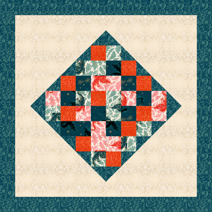 LoriAnn quilt kit using fireglow fabrics from ruby star