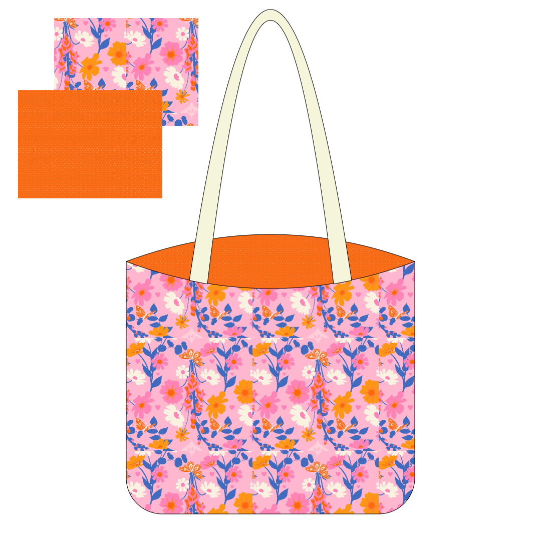 Foxglove & Ditsy Hearts - Tote Kit - All Cotton