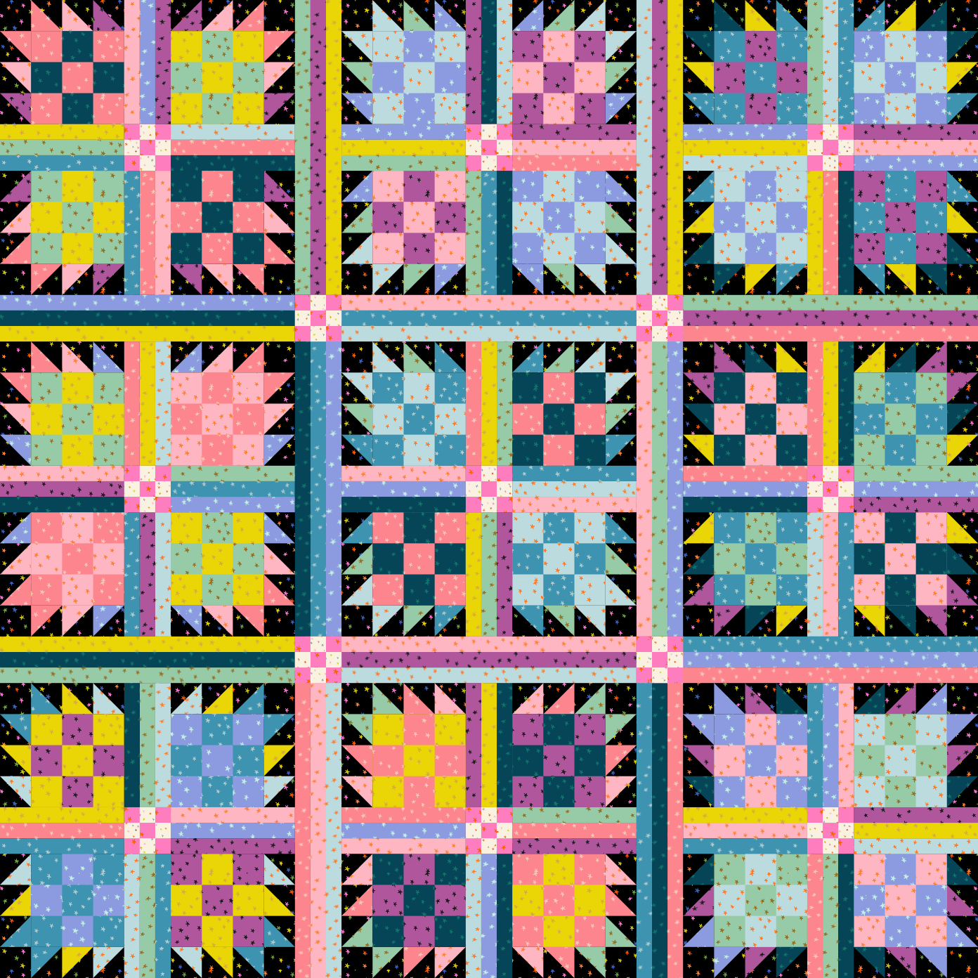 Goldie Quilt Kit - Starry 2025 Bright Rainbow