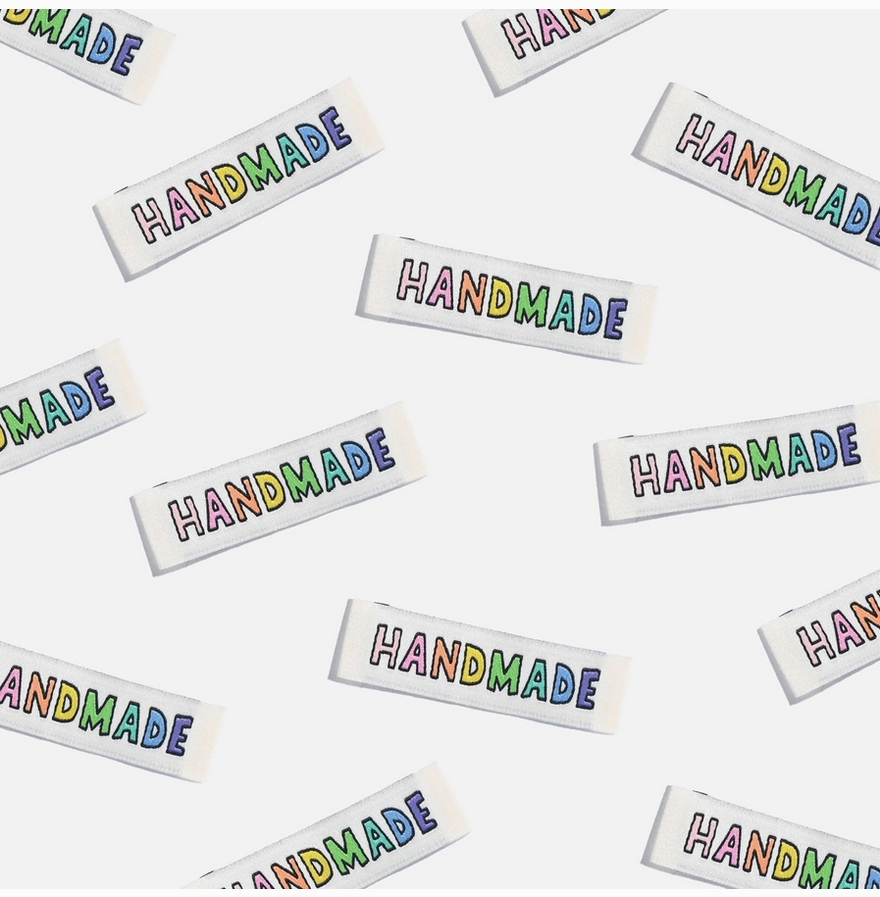 'Handmade' Rainbow Woven Labels (6 pack) 