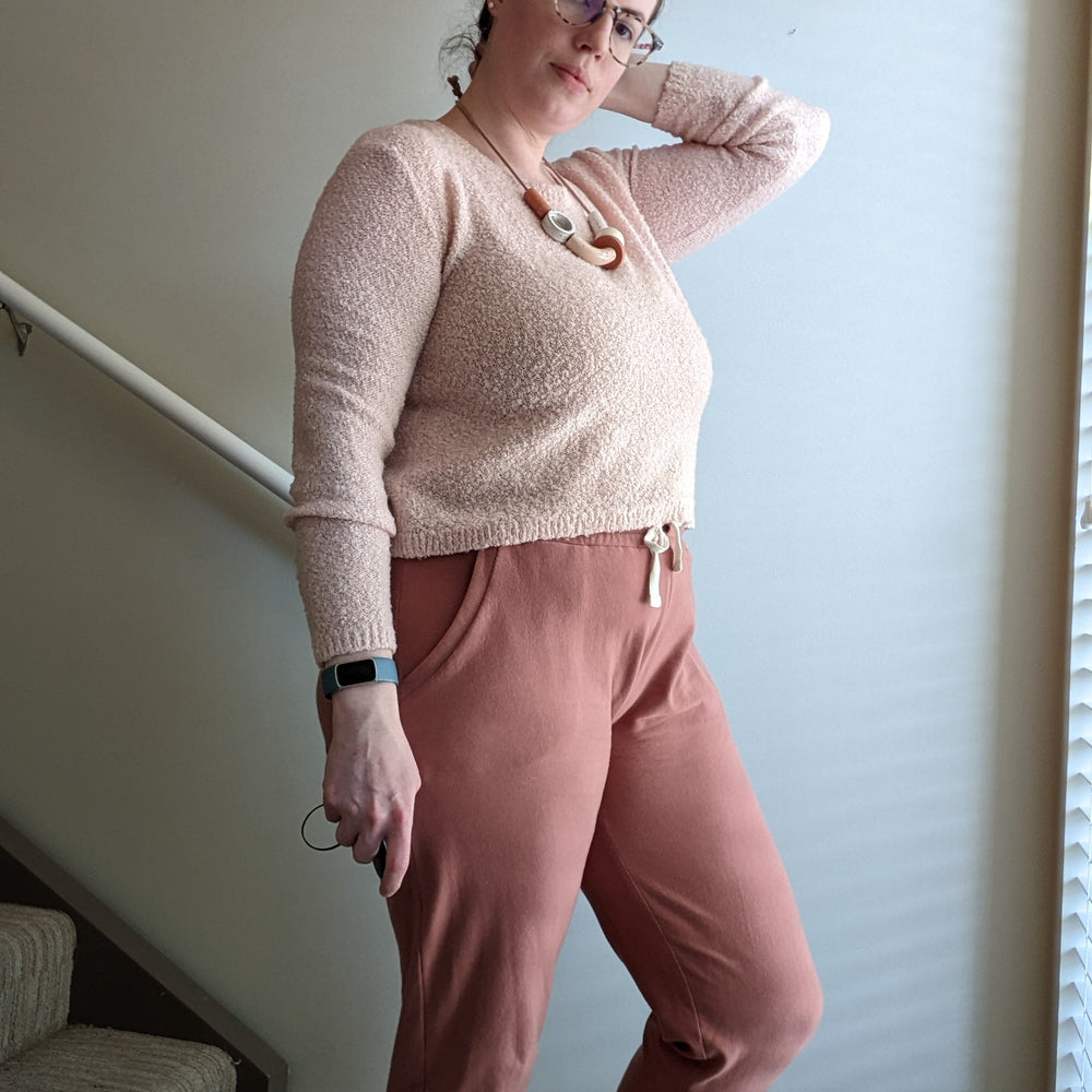 Hudson pant styled with sweater