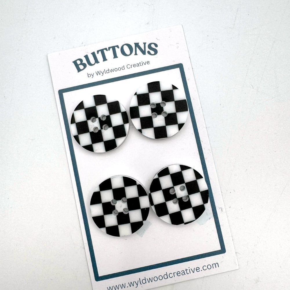 Checkered Buttons - Black and White