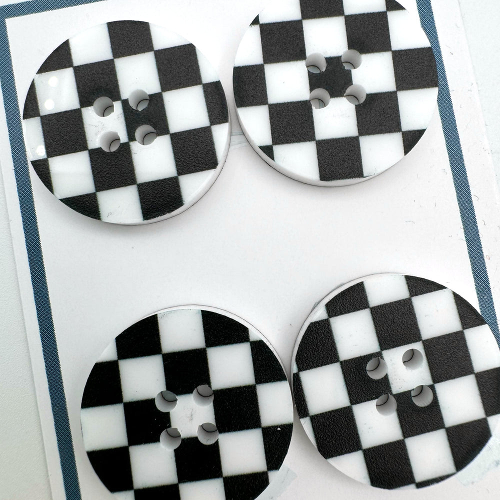 Checkered Buttons - Black and White